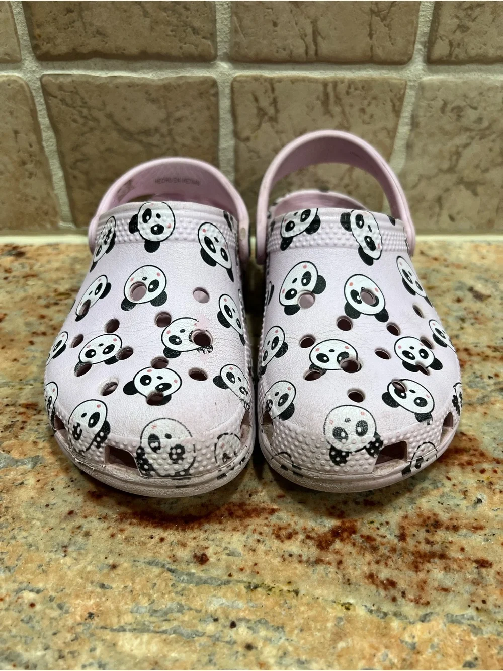 CROCS Light Pink Panda Print Kids Crocs